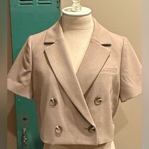 Maeve Short-Sleeve Tan Blazer